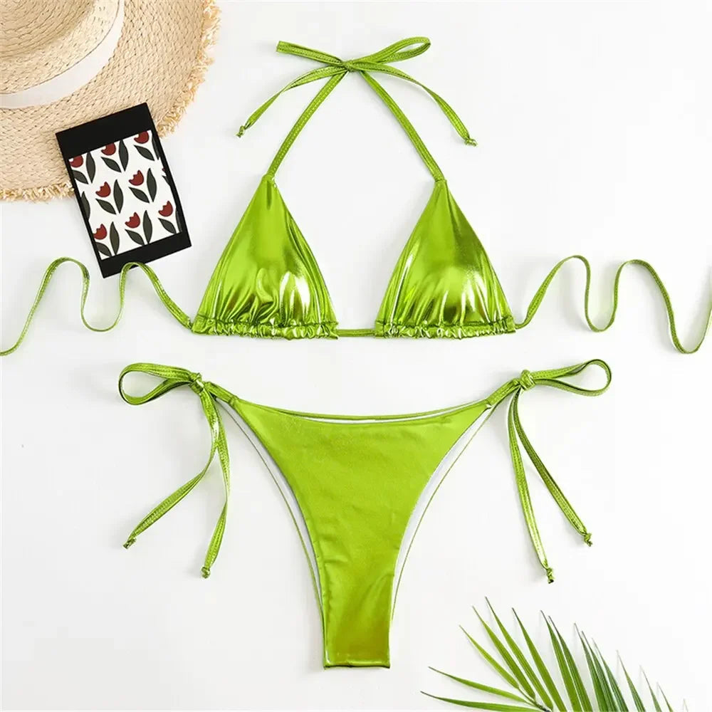 Pamela Patent Leather G-String Swimwear