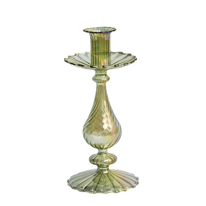 Floriddle Retro Candlesticks Taper Candle Holders Tall Candlesticks Decoration Party Glass Vase Home Decor Wedding Decoration
