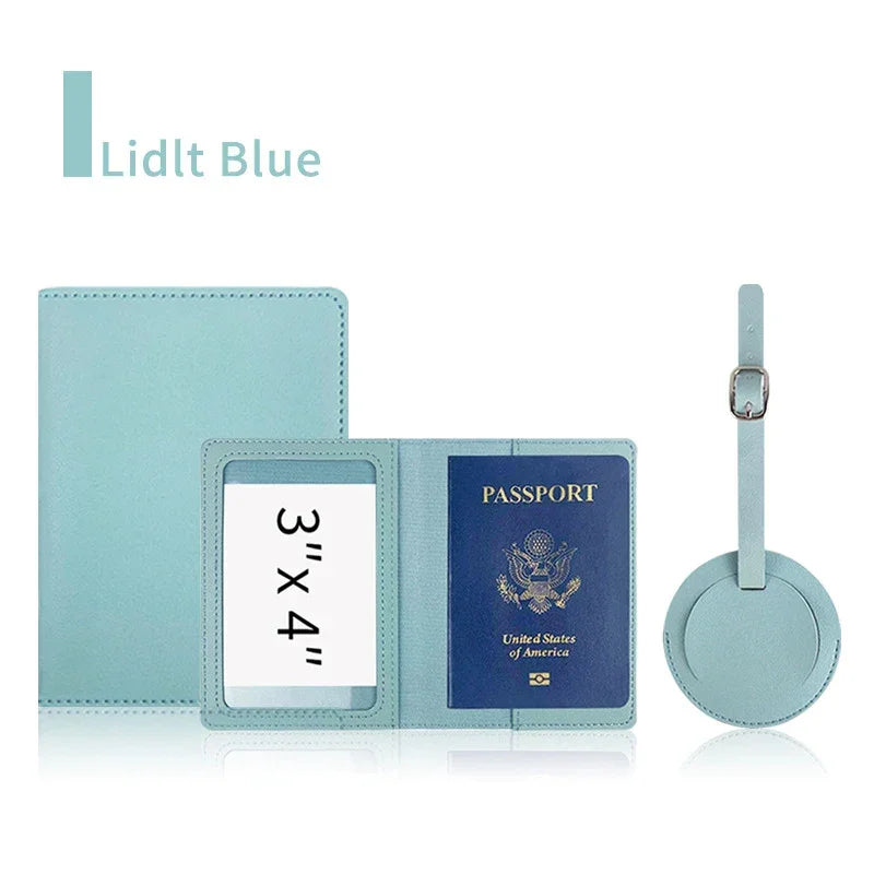 Custom Passport Holder Luggage Tag Set PU Leather