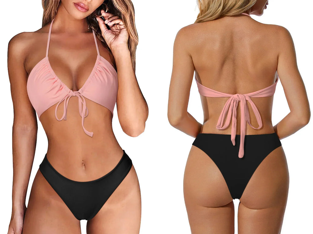 Sexy Micro Bikini Women  2023 New High Cut Swimsuit Summer Swimwear Solid Bathing Suits Beachwear Women Brazilian Push Up Bikini