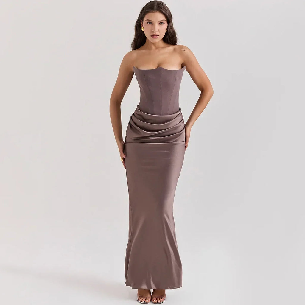 LUX Velvet Strapless Slim Fit Event Dress