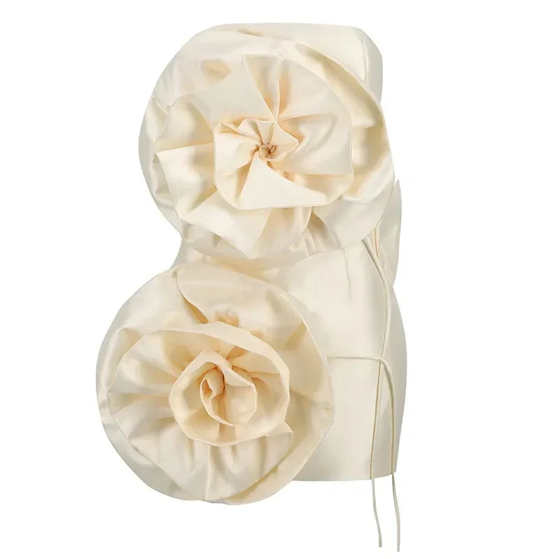 New sexy bra decoration flower dress, Women's temperament  back tiedesign party ceremonial dress dress
