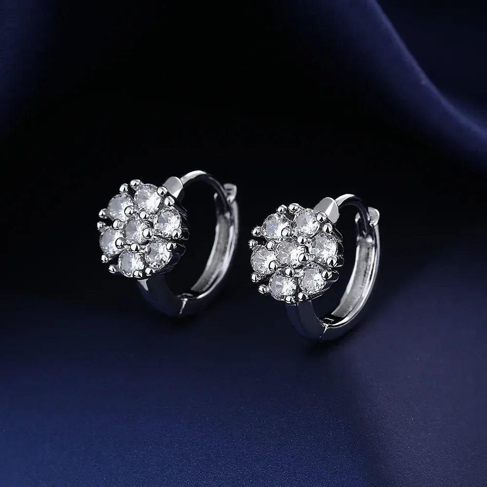 Iconic 925 Sterling Silver Crystal CZ Stud Earrings