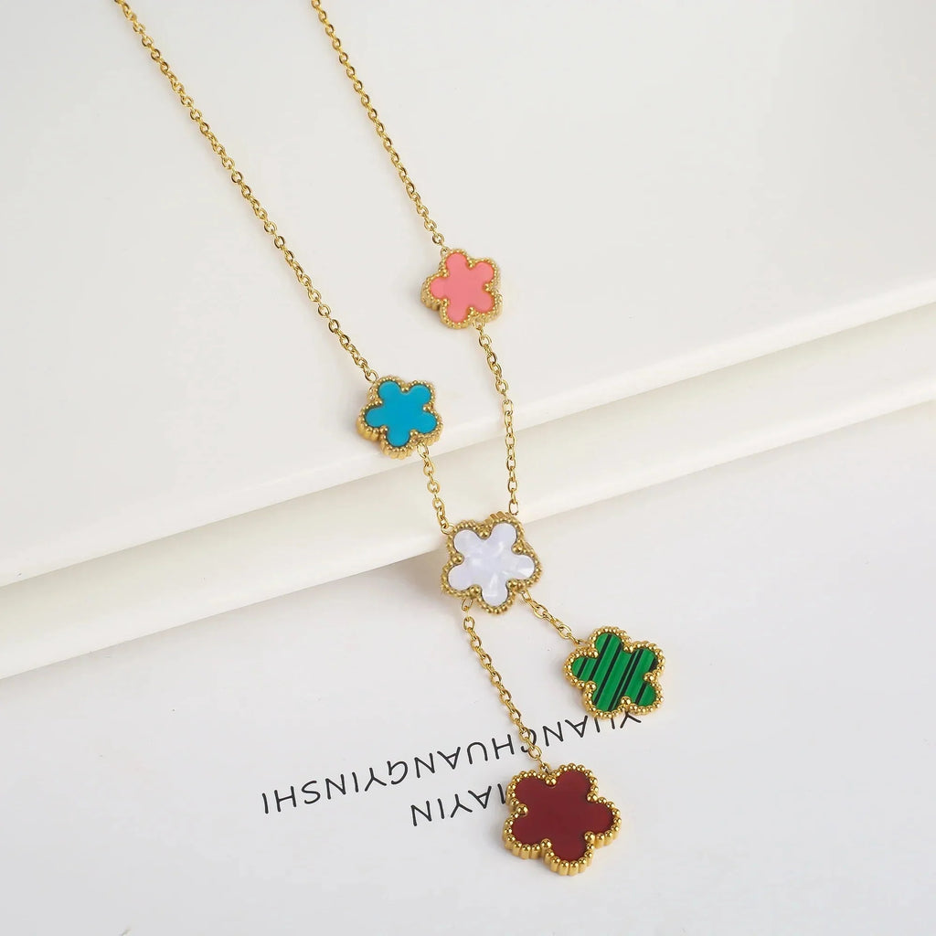 Hot Sale Stainless Steel Laser Five Leaf Flower Petal Adjustable Clover Bracelet Classic for Woman Girl Brand Jewelry Party Gift