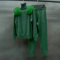 Women's Wool & Fox Fur Collar Knit Outfit
