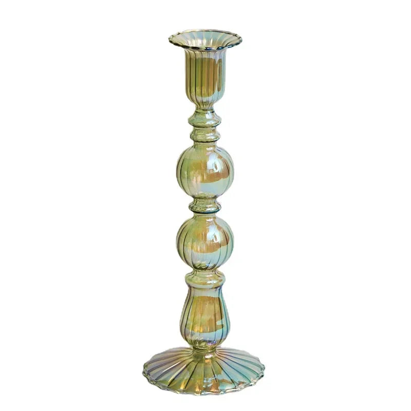 Floriddle Retro Candlesticks Taper Candle Holders Tall Candlesticks Decoration Party Glass Vase Home Decor Wedding Decoration