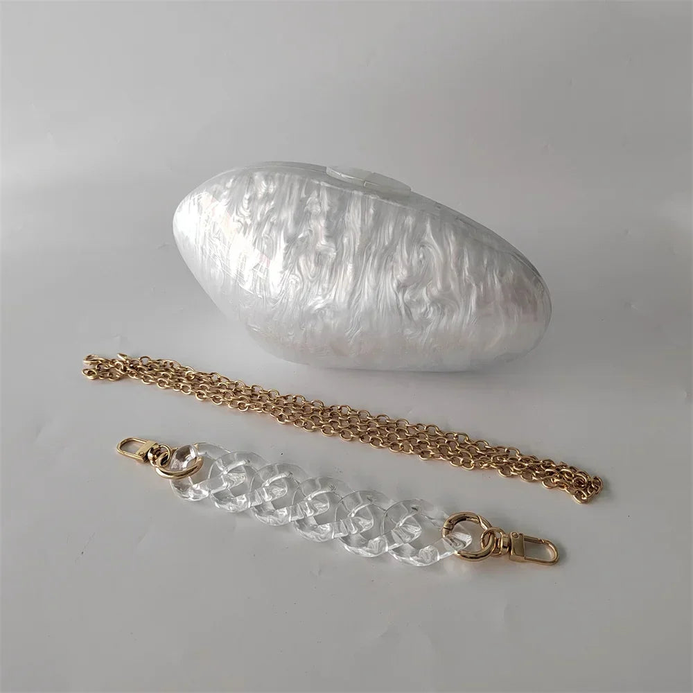 Pearl Acrylic Shell Clutch