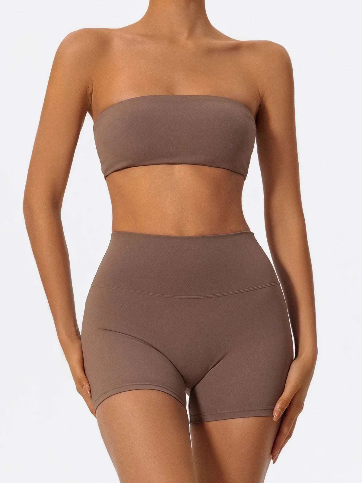 Ctenkevet Women Strapless Bra Suits Gym Workout Yoga Outfit Female Fitness Crop Top Outdoors Activewear Women Underwear Set