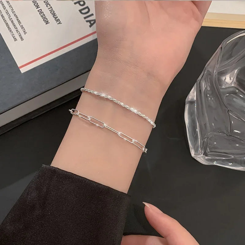 Genuine  Italian S925 Sterling Silver Necklace Sparkling Clavicle Chain Sweater Chain High Jewelry for Woman Fine Jewelry Gifts