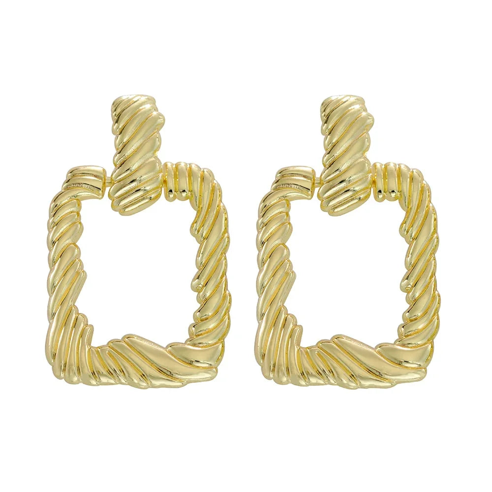 Vintage Metal Flower Statement Earrings