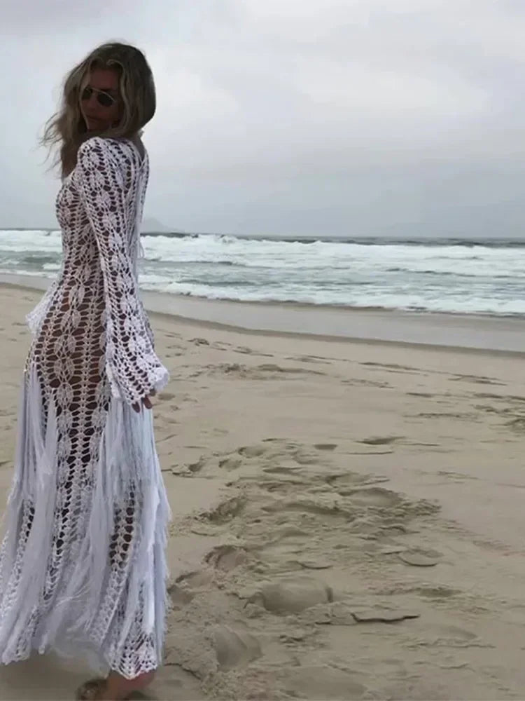 Resort White Crochet Maxi Dress