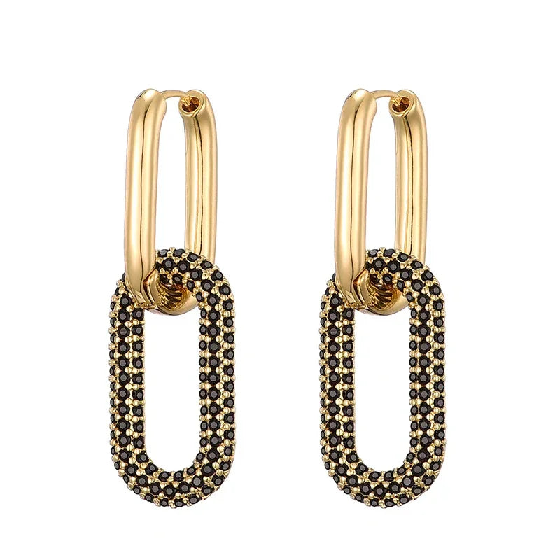 LOVBEAFAS Brand Gold Color Geometric Oval Rectangle Hoop Earrings For Women Zircon Wedding Jewelry Elegant Female Dangle Earings
