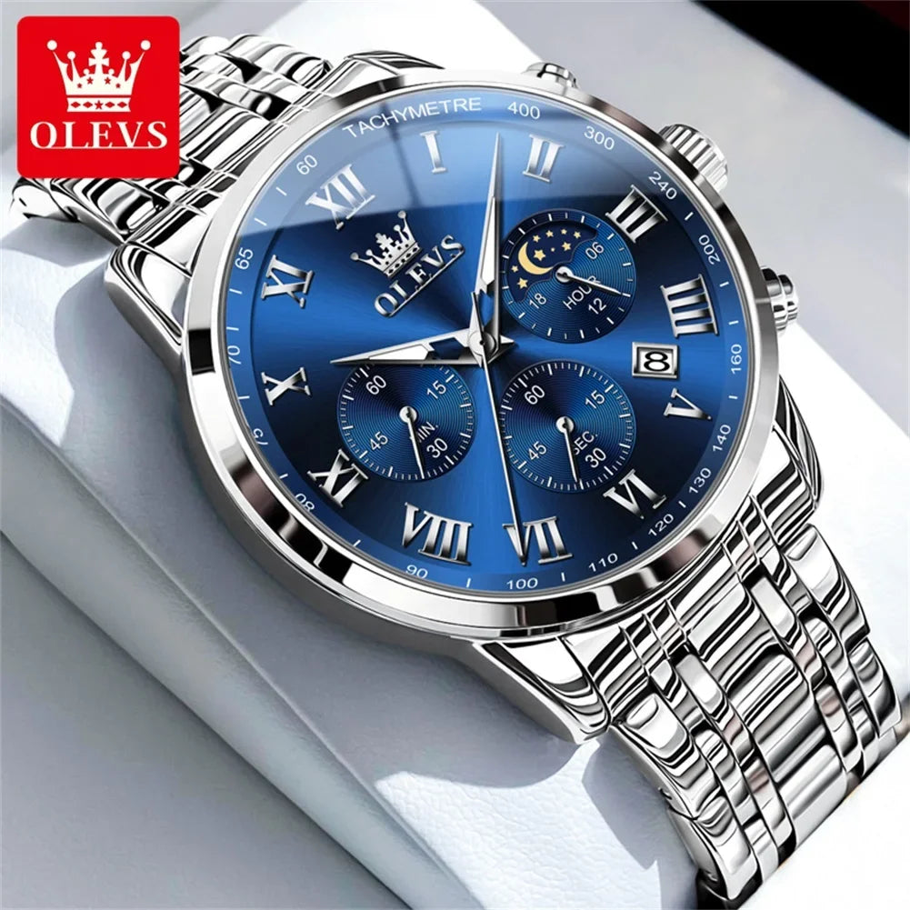 Luxury Brand Men's Stainless Chronograph Quartz Watch