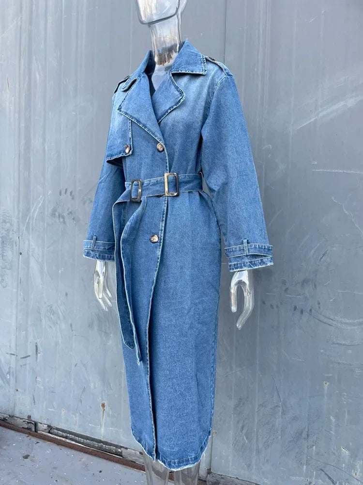 Denim Belted Trench Coat