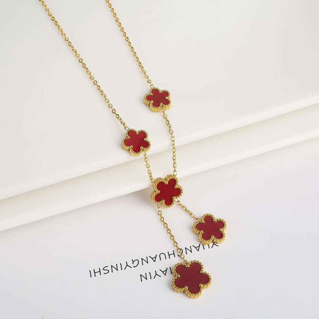 Hot Sale Stainless Steel Laser Five Leaf Flower Petal Adjustable Clover Bracelet Classic for Woman Girl Brand Jewelry Party Gift