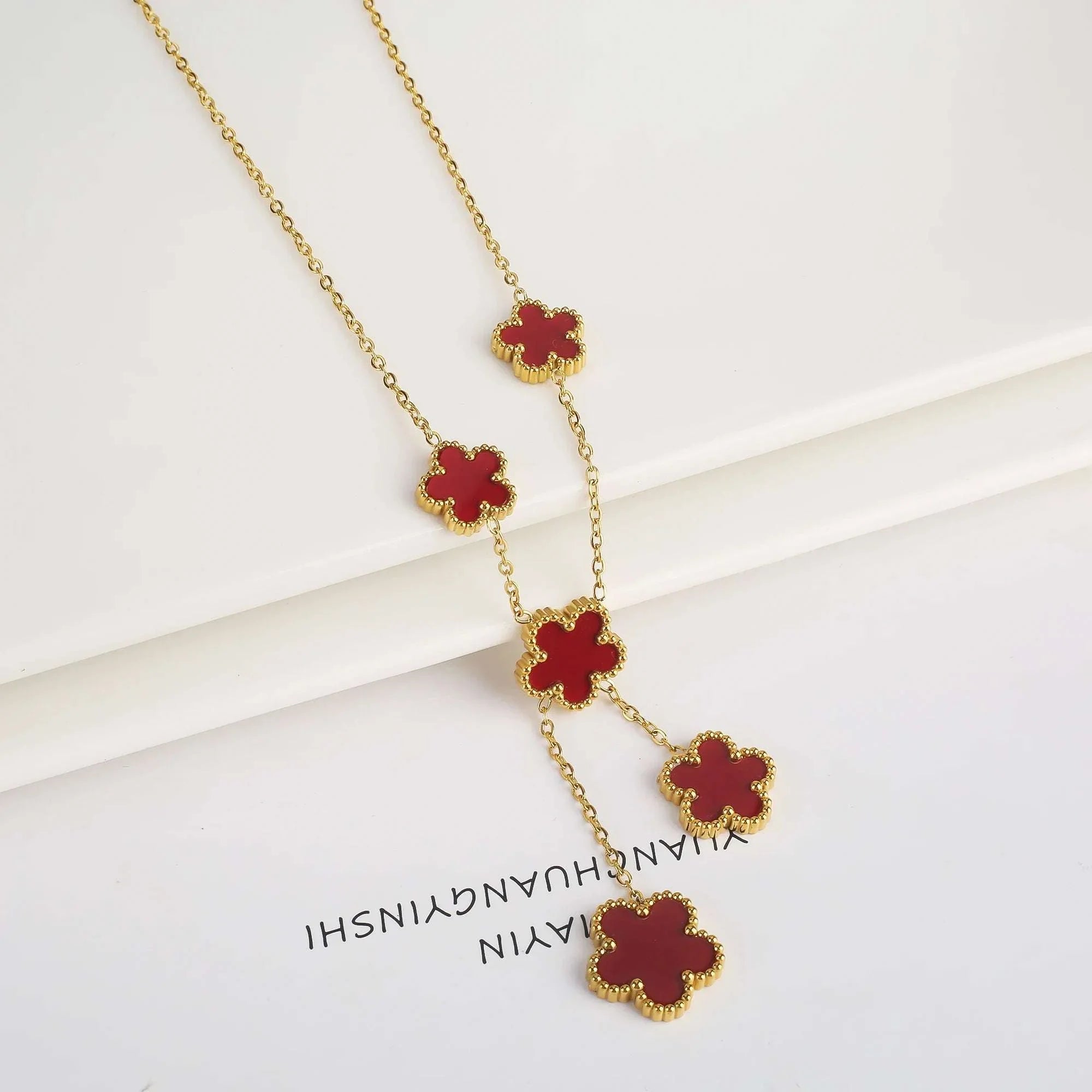 Hot Sale Stainless Steel Laser Five Leaf Flower Petal Adjustable Clover Bracelet Classic for Woman Girl Brand Jewelry Party Gift