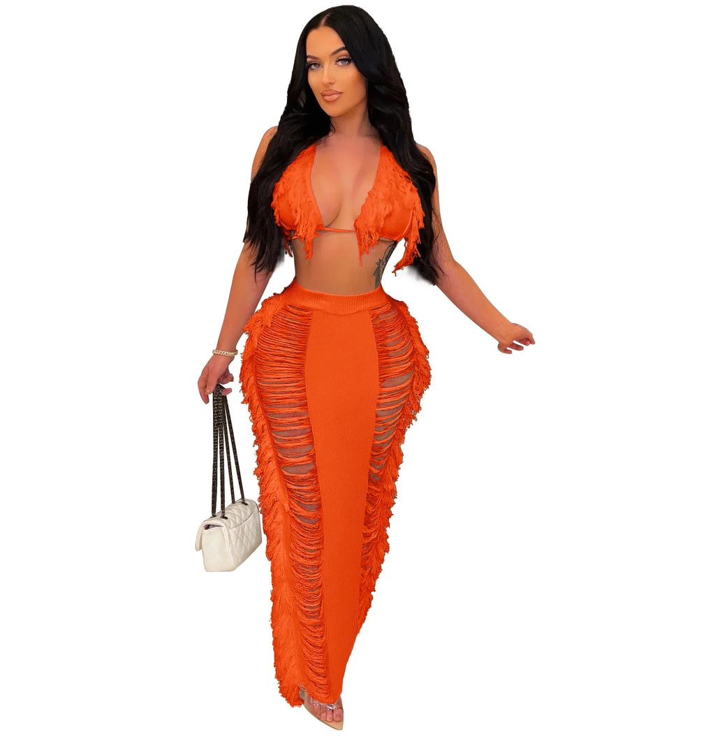 Maui Crochet Halter Crop Top & Pants Beach Set
