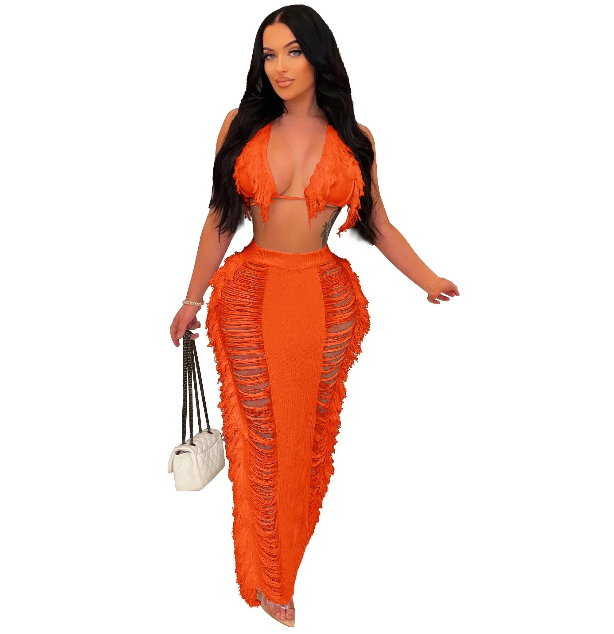 Maui Crochet Halter Crop Top & Pants Beach Set