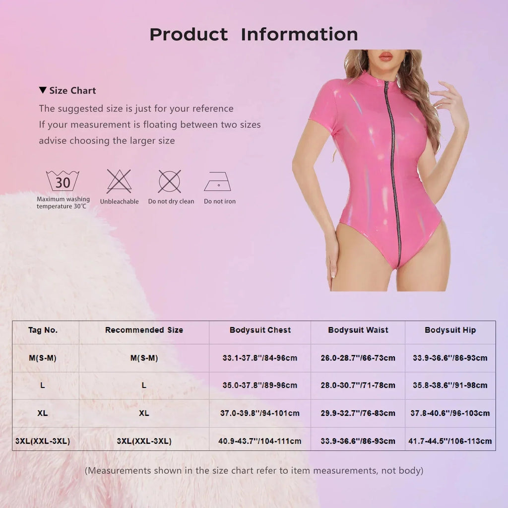 Women Patent Leather Latex Bunny Bodysuit