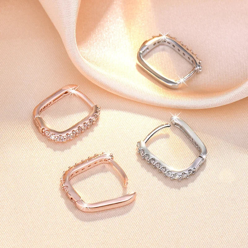 Destiny 925 SS Zircon Hoop Earrings