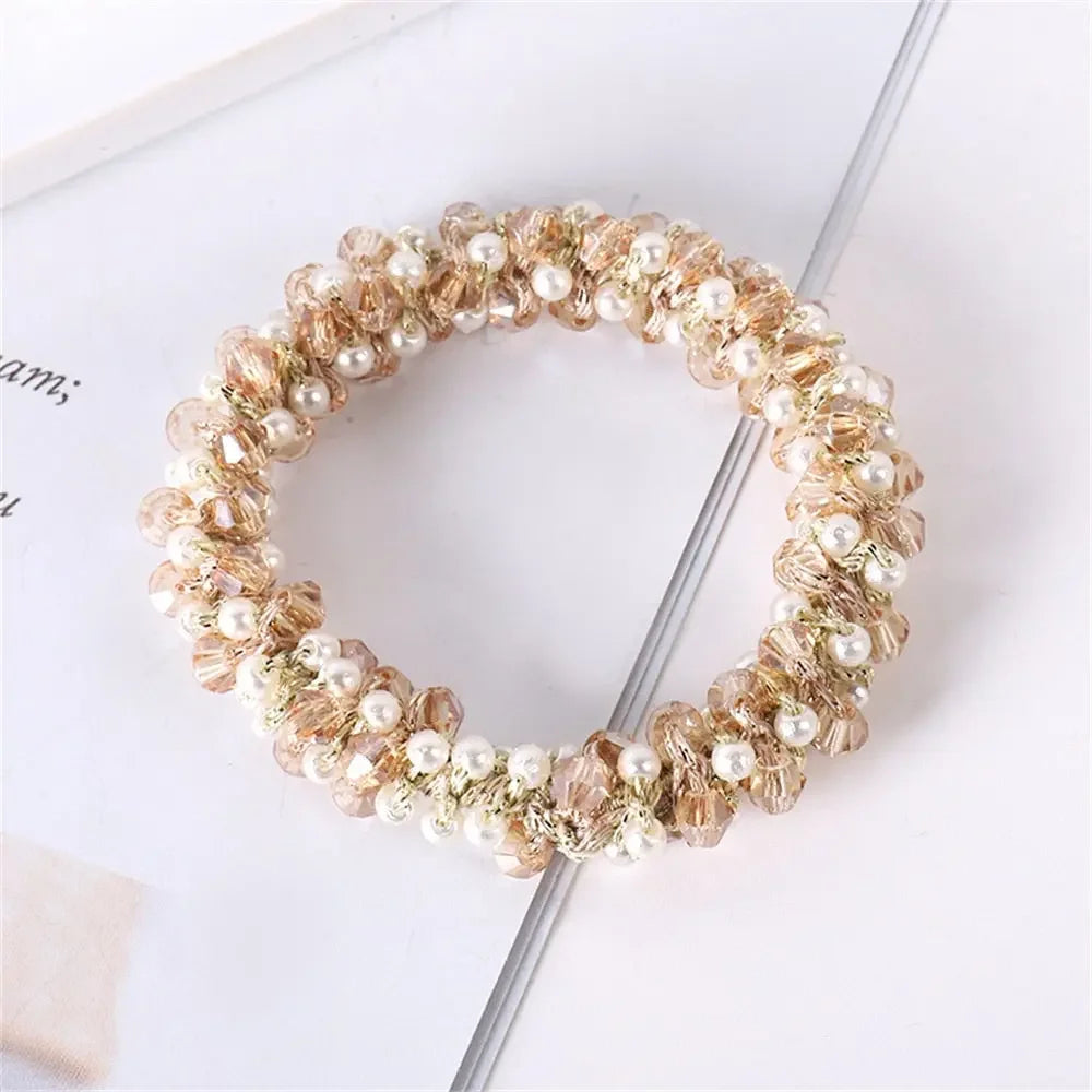 Crystal Pearl Handmade Hair Tie