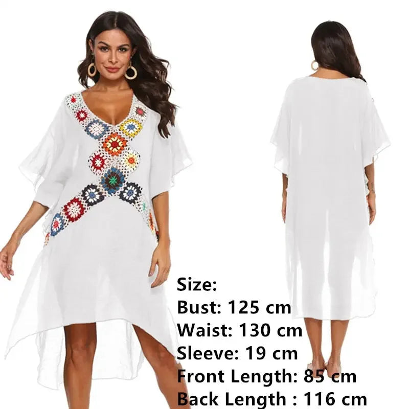 Lacy Long Bikini Beach Tunic Cover Up