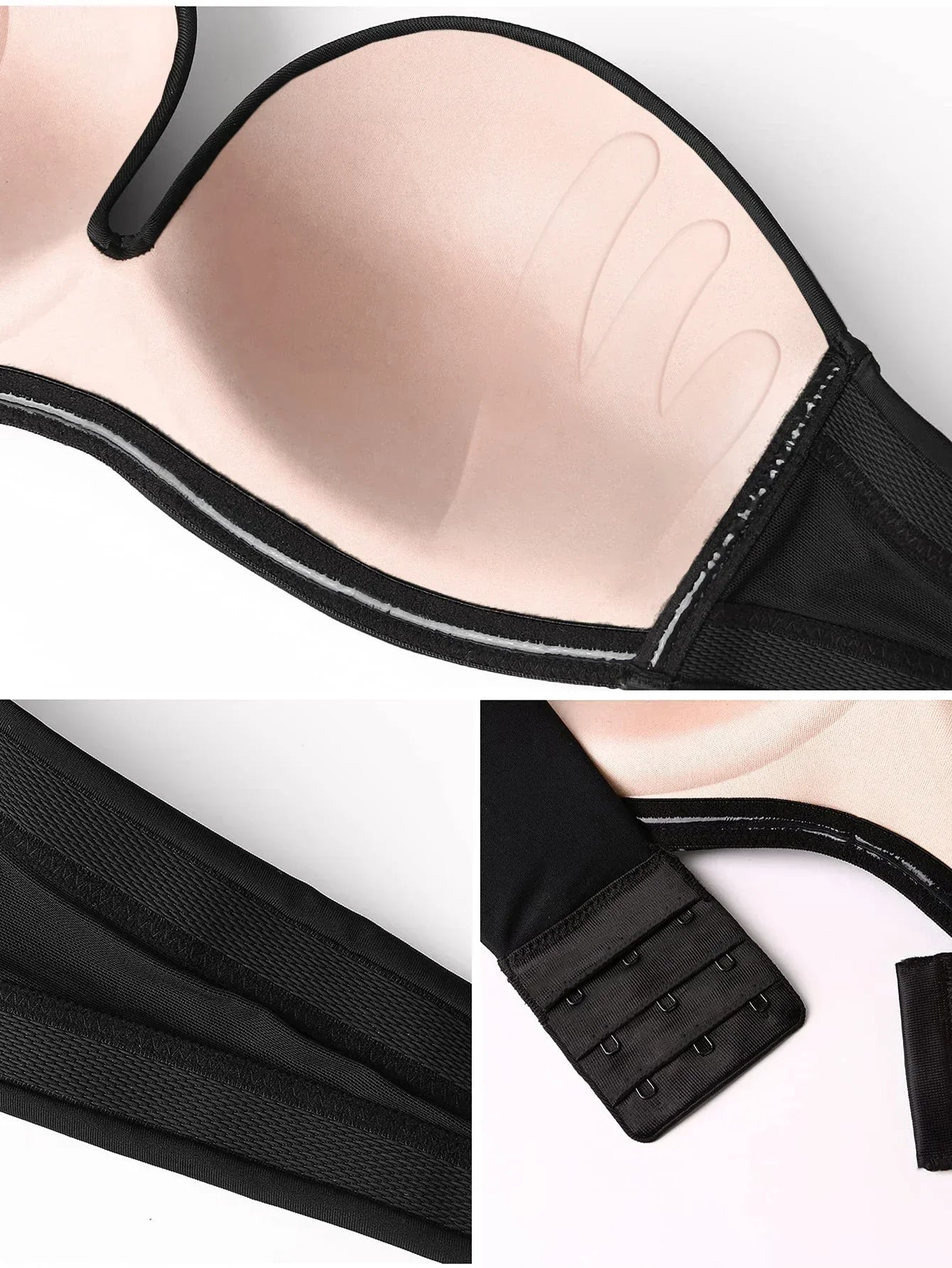 Women's Push Up Strapless Bra Sexy Invisible Seamless Underwear Without  Straps Wedding Bras