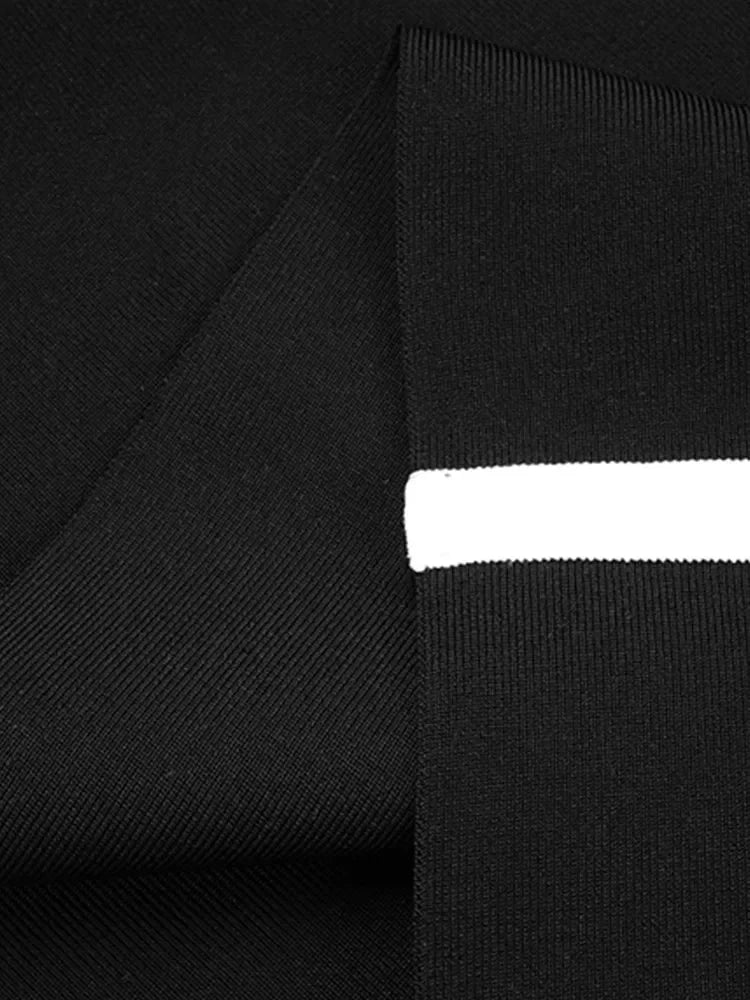 Newest Winter 2023 Sexy Strap Sleeveless Layer Black Long Bodycon Bandage Dress Designer Fashion Evening Party Dress Vestido