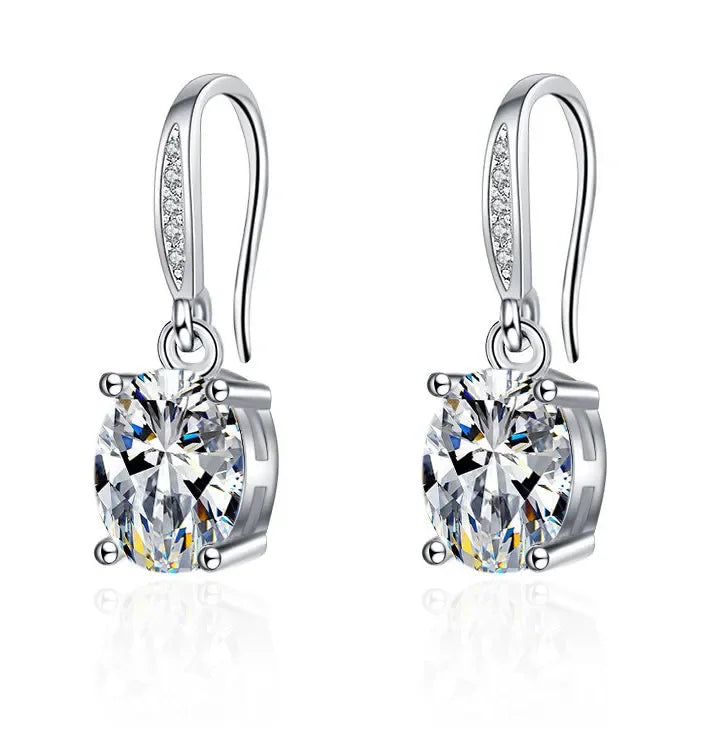 Iconic 925 Sterling Silver Crystal CZ Stud Earrings