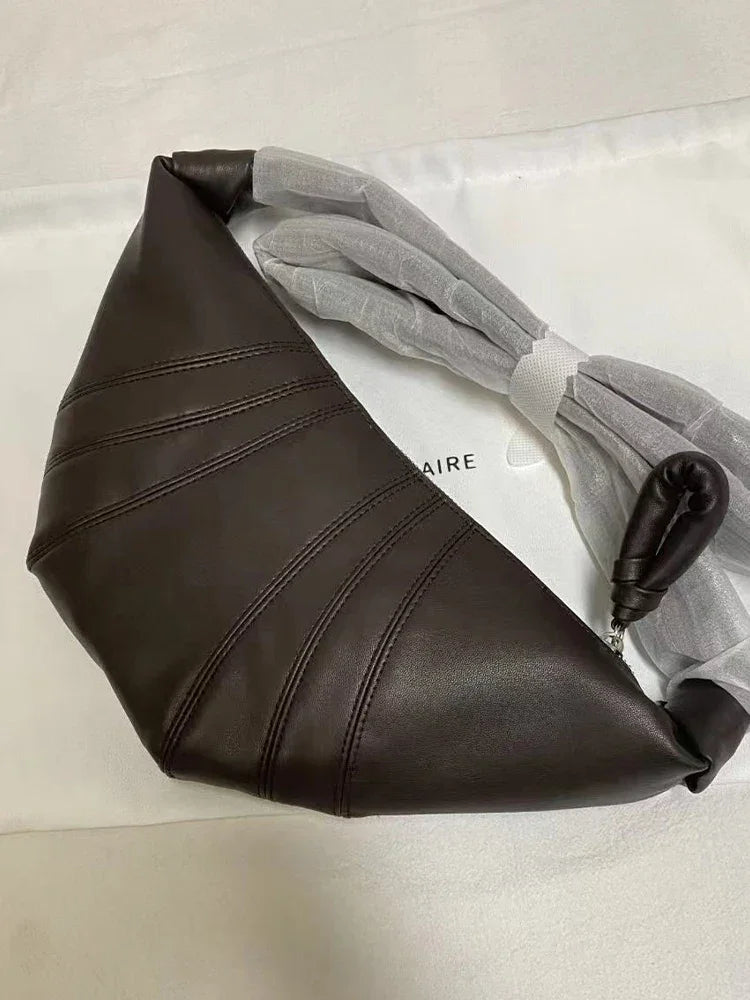 Leather Croissant Bag for Women