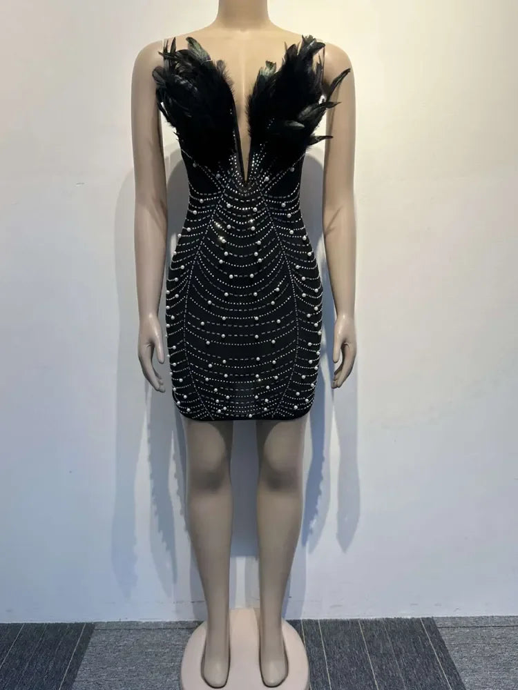 LUX Evening Feather Party Dress