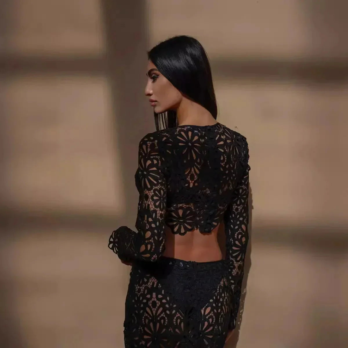 Boho Tribe Long Sleeve Lace Top & Skirt Set