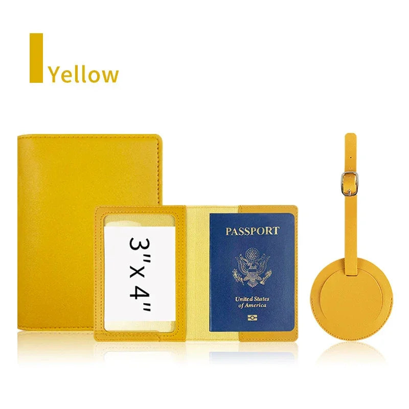 Custom Passport Holder Luggage Tag Set PU Leather