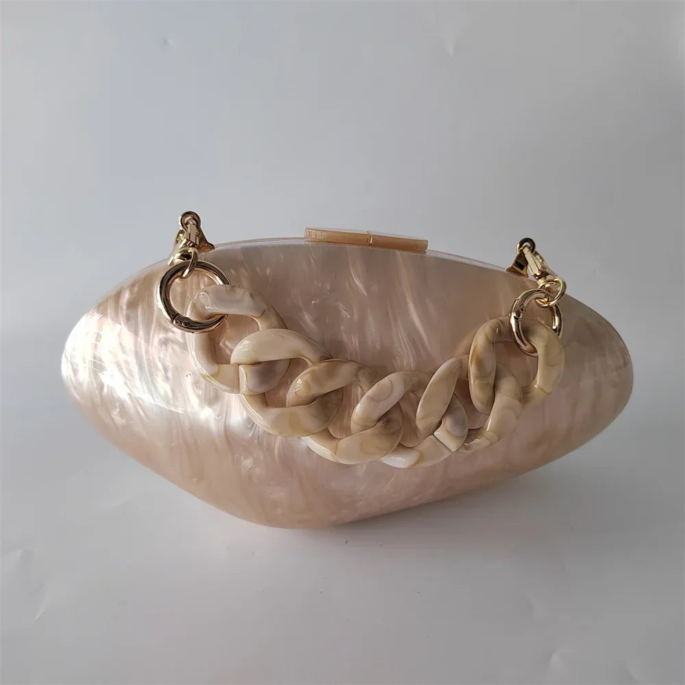 Pearl Acrylic Shell Clutch