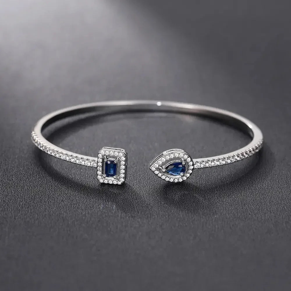 Luxury Green/White/Blue Cubic Zirconia Cuff Bracelet