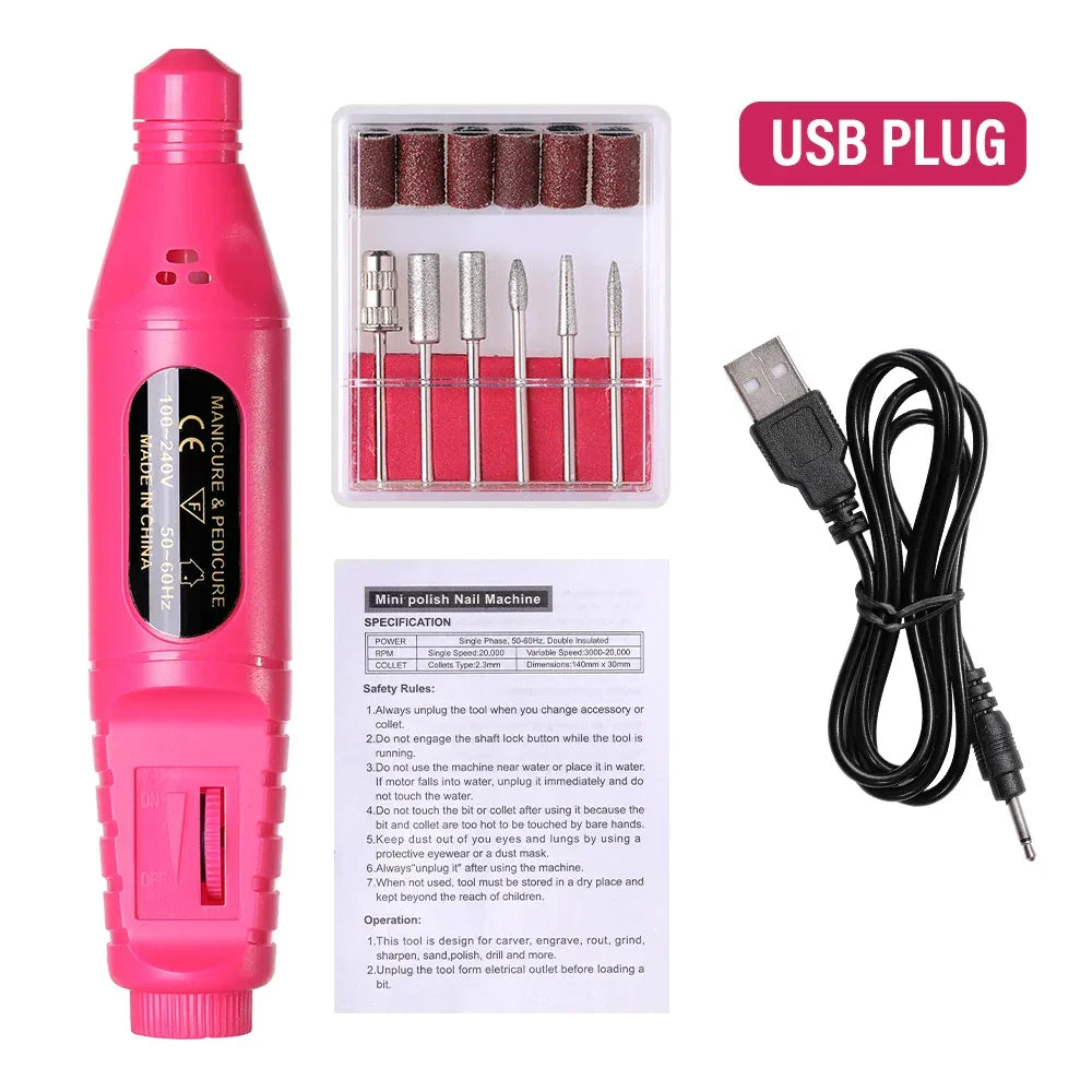 HALAIMAN Electric Nail Drill Machine Set Pedicure Grinding Equipment Mill For Manicure  Professional Strong Nail Polishing Tool