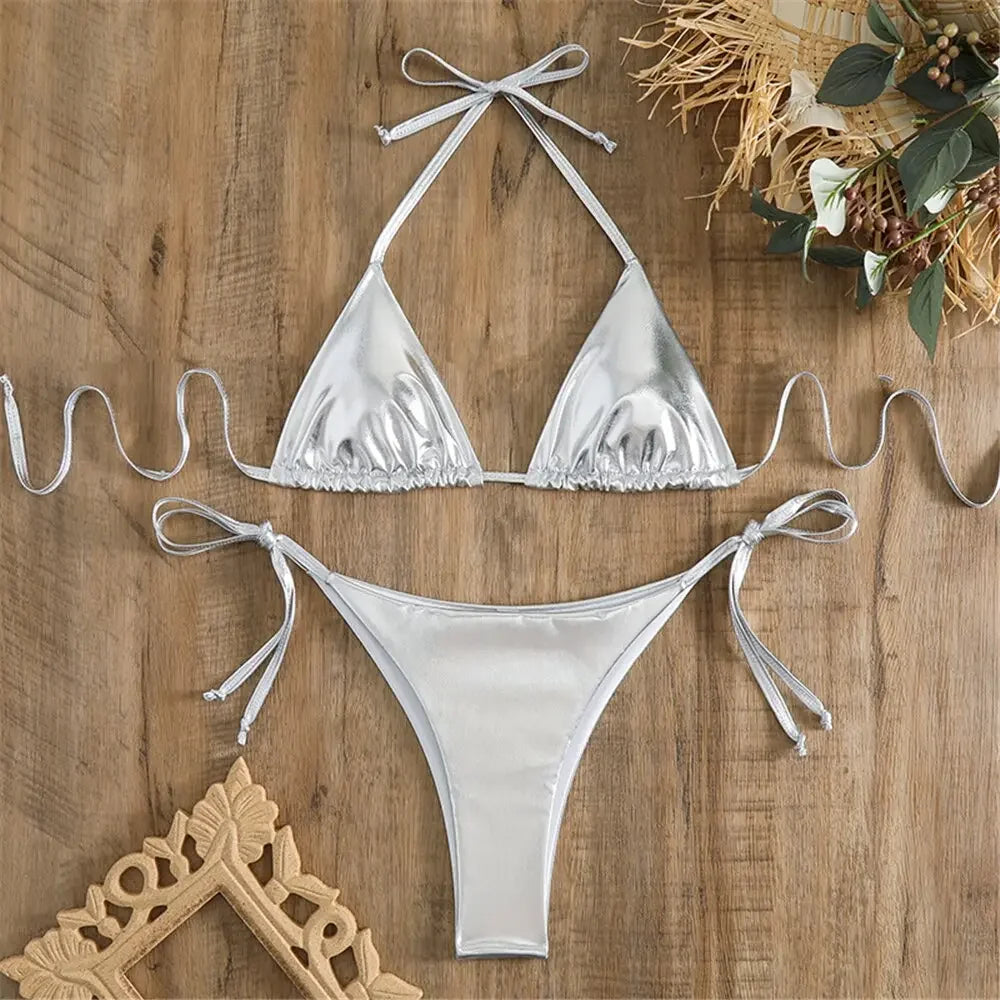 Pamela Patent Leather G-String Swimwear