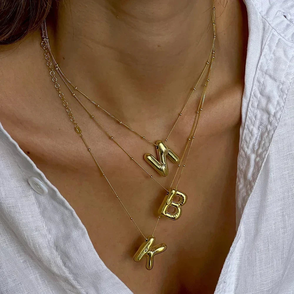 Vintage Letter Necklace 18K Gold Plated Stainless