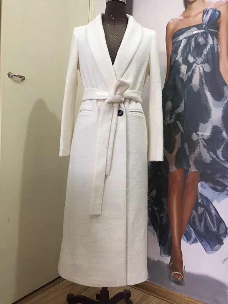 Women's Mackenzie White Wool Coat