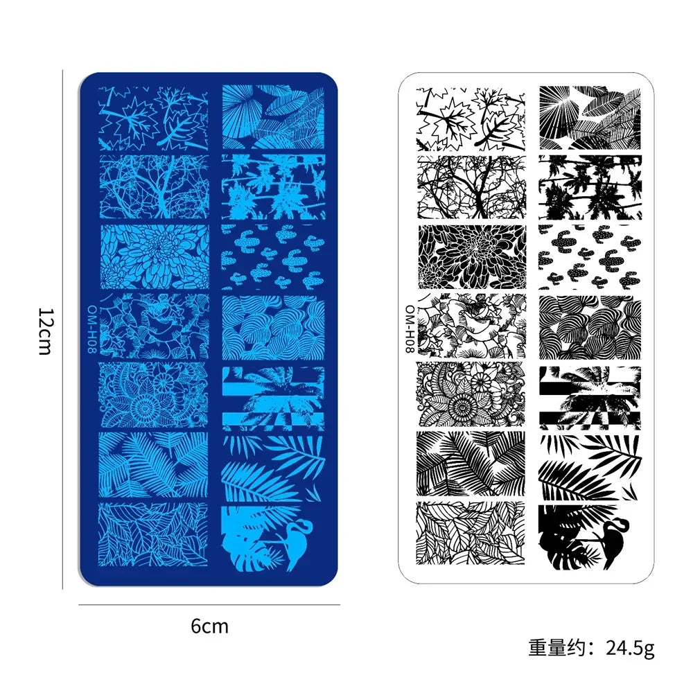 Snake Leopard Nail Templates Flower Leaf Heart Lace Pattern Nail Stamper Stencil Plates For Women Girls DIY Manicure Accessories