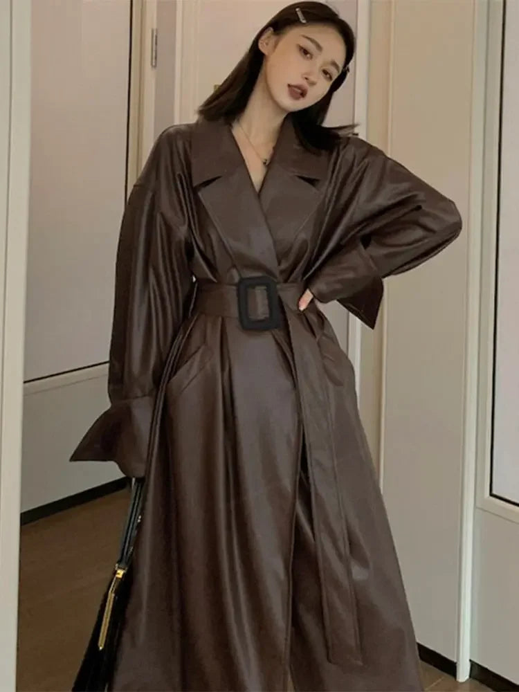 Chic Fall Long Sleeve Leather Jacket