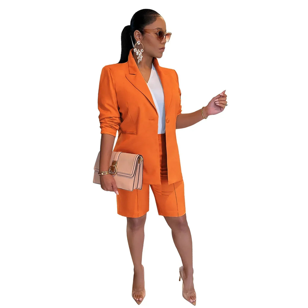 Autumn Office Blazer & Shorts Set