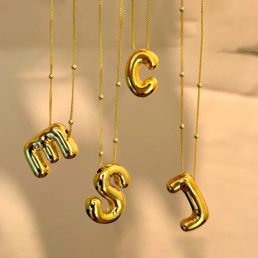 Vintage Letter Necklace 18K Gold Plated Stainless