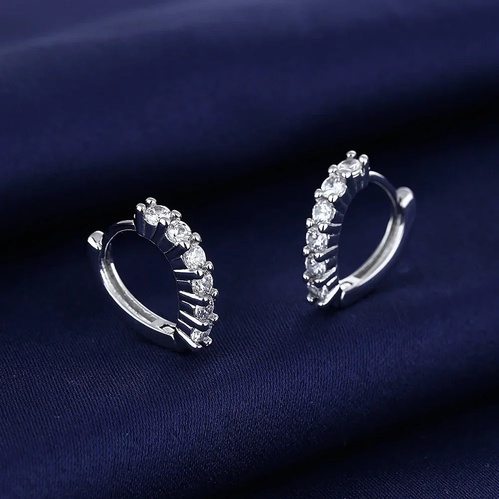 Iconic 925 Sterling Silver Crystal CZ Stud Earrings