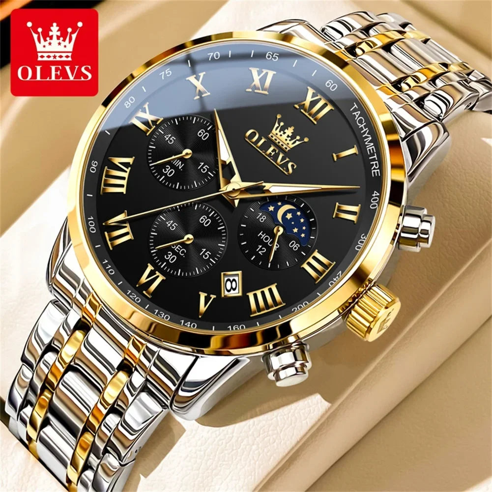 Luxury Brand Men's Stainless Chronograph Quartz Watch