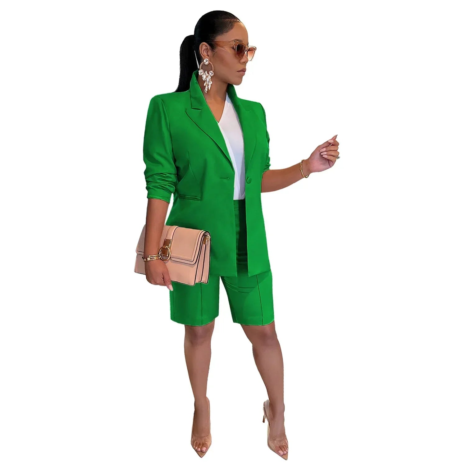 Autumn Office Blazer & Shorts Set