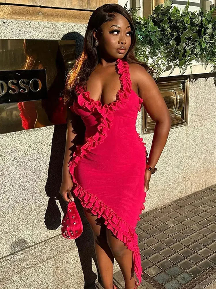 Dazzling Ruffle Evening Dress