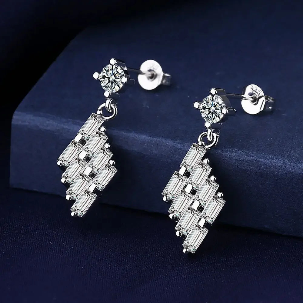 Iconic 925 Sterling Silver Crystal CZ Stud Earrings