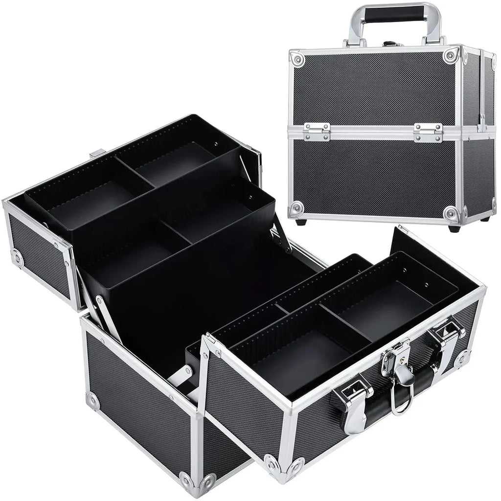 Makeup Case Portable Travel Alloy Cosmetics Make Up Storage Organizer Box Jewelry Nail Manicure Beauty Vanity Suitcase for Women