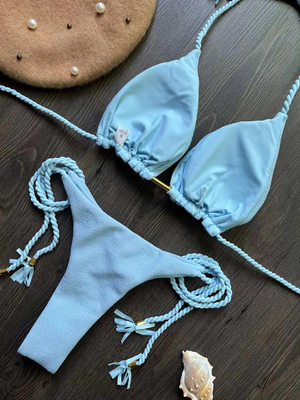 RUOTONSEPT Sexy Braiding rope Bandage Bikini Set Women's Swimsuit Two-piece Triangle Swimwear Bathing Suit Brazilian Biquinis